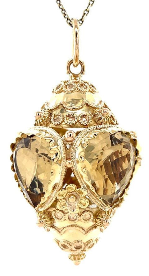 Vintage 18K Gold Pendant with Citrine